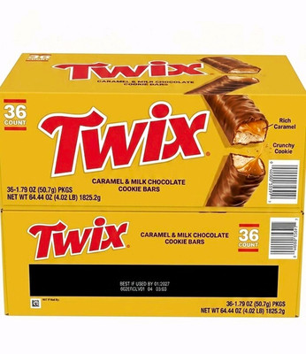 Twix Caramel Milk Chocolate Cookie Bars 36 Count Box, 64.44 oz (Exp 01/2027)