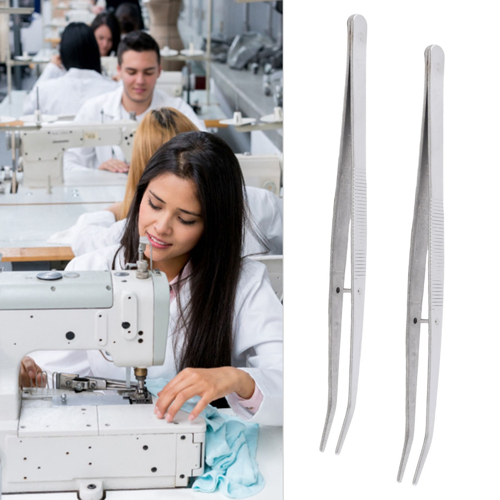 5pcs Curved Tweezer Stainless Steel Positioning Tweezers Sewing Machine Acce LW