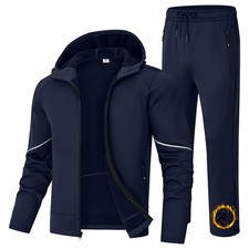 BGOWATU Mens Fleece Lined Tracksuits Set Winter Jacket Hoodie Sweatsuit Runni...