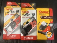 3-Kodak Fun Saver One Time Use 27 exp. 35mm Film Cameras expired 2004-2006