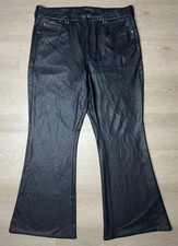 American Eagle Faux Leather Pants Womens 18 Black High Rise Flare Stretch