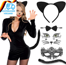 Iluane Katzenohren Haarreif Katzenkostüm Damen, Katze Kostüm Cat Ears Für Damen,