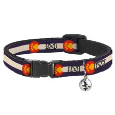 Cat Collar Breakaway with Bell Colorado Flag/Paw Print NARROW Fits 8.5-12"