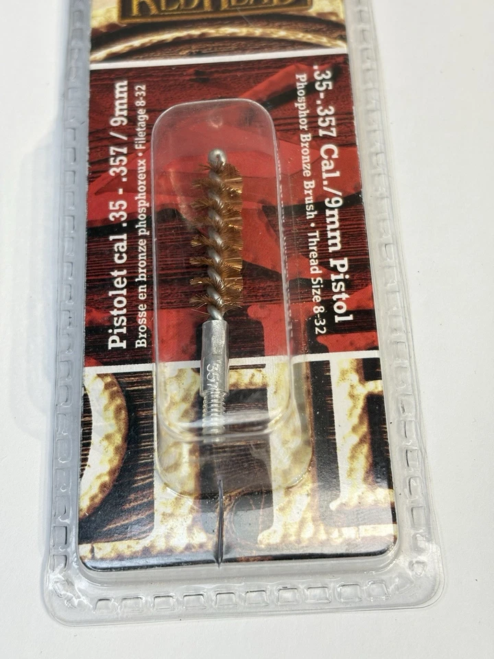 Cepillo de limpieza de orificio de bronce para pistola RedHead .35/.357/9 mm - 8-32 roscas Foto 2 de 3