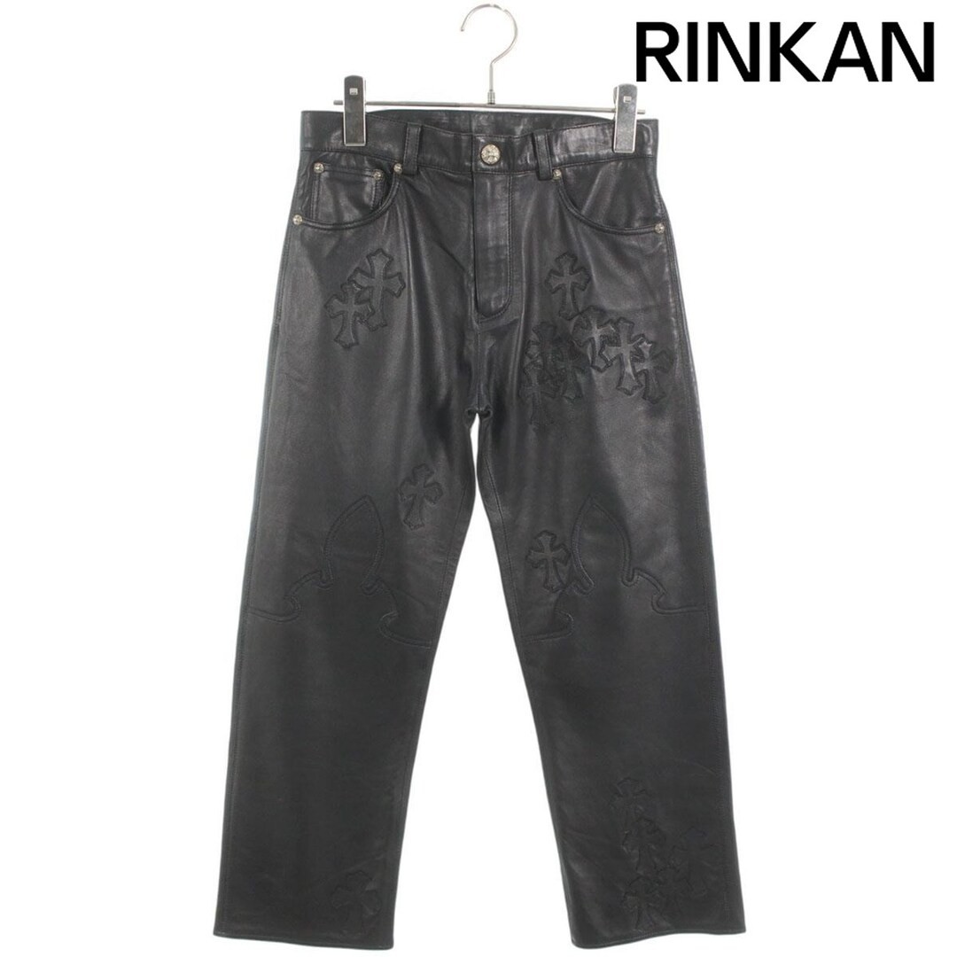 Chrome Hearts LTHR PANTS CEME CRS leather Cross Patch Looney Long Men 12 Used d3