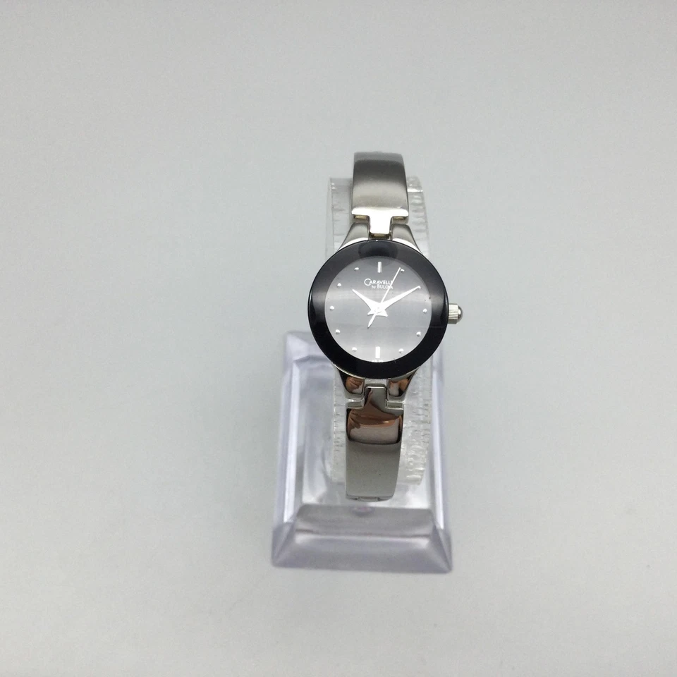 Reloj Caravelle Bulova Mujer 20mm Esfera Negra 43L70 Brazalete Batería Nueva 6" Foto 2 de 4