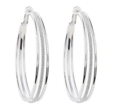 Clip On Hoop Earrings - silver plated with three hoops - Kanda S