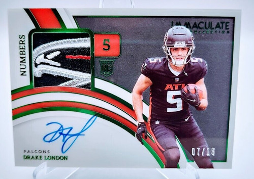 DRAKE LONDON 2022 Immaculate Football RPA ON CARD AUTO LOGOMAN BLEEK /18 PENIX