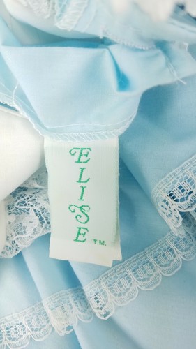 Vintage Elise A Line Kleid Perle Knöpfe blau Rüschen Spitze Festzug Mädchen Gr. 8 USA - Bild 5 von 11