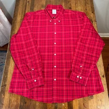 Brooks Brothers Shirt Mens XL Red Windowpane Check Button Up Regent Oxford