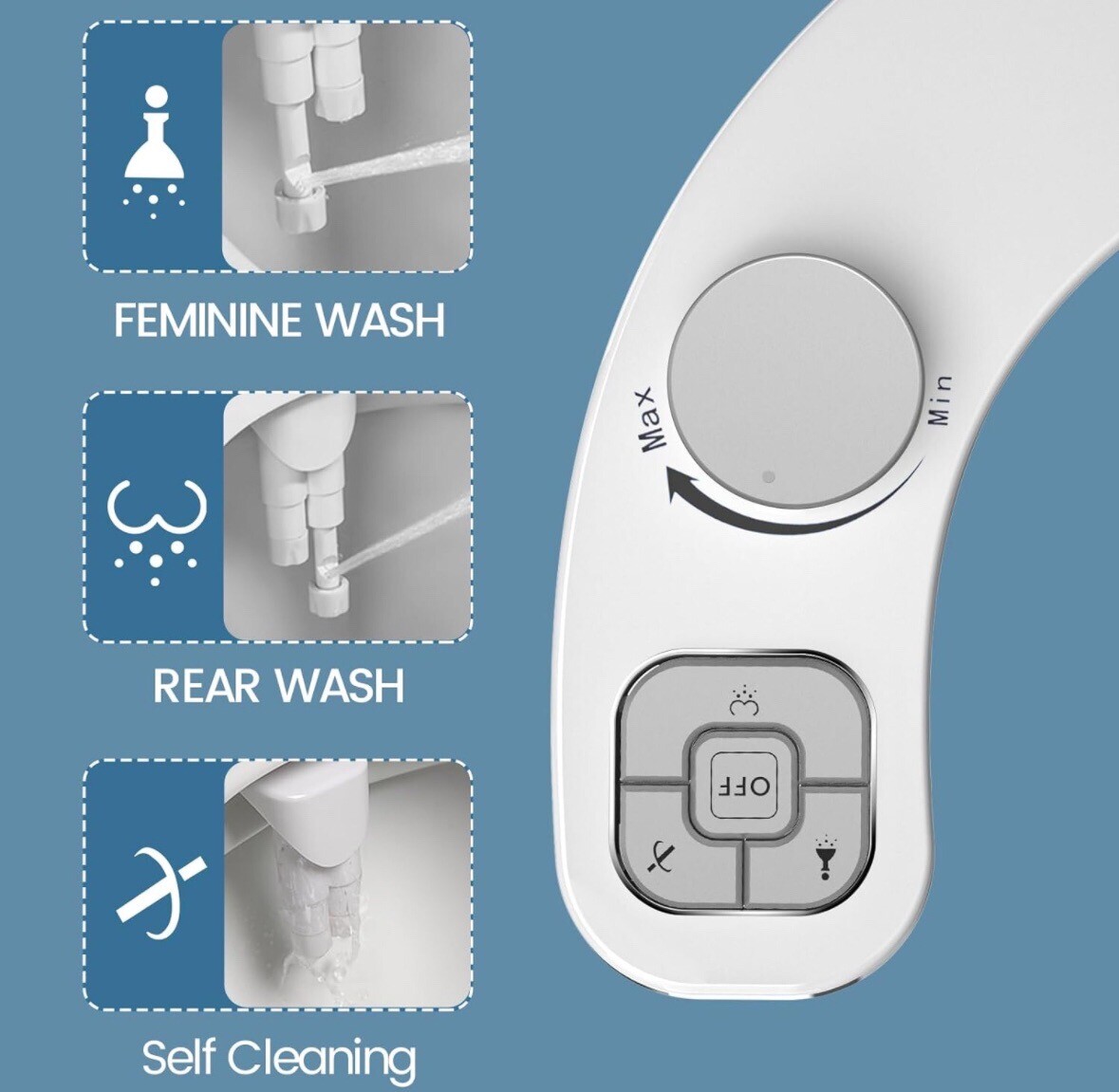 PIKETS Bidet Attachment for Toilet, Dual Nozzle (Frontal and Rear Wash