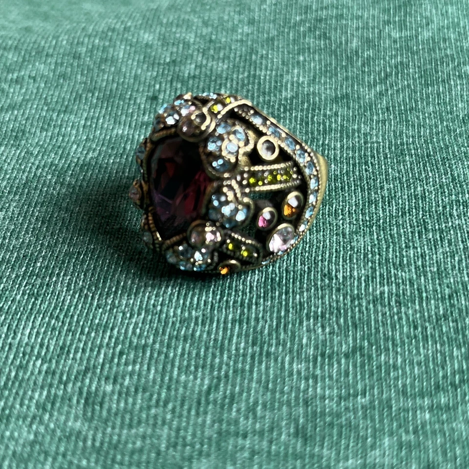 Anel Swarovski multicolorido Heidi Daus roxo ametista gota de lágrima pedra 4,5 - Imagem 3 de 4