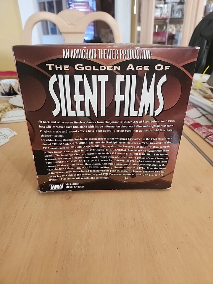 Golden Age of Silent Films (7 VHS Box Set) Pre-owned- Valentino Keaton Chaney - Image 3 of 4