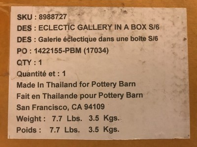 S 6 Pottery Barn Eclectic Gallery In A Box Set Of 6 Picture