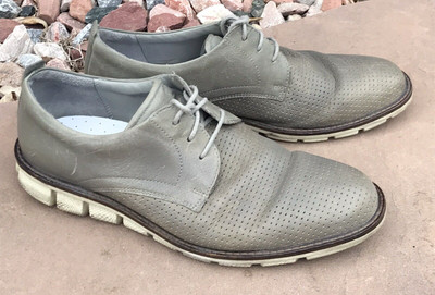 Ecco mens leather derby Oxford perforated gray 44 Ecco Shoes Mens 9 US 42 EU Gray Leather Golf Oxford Jeremy  main image 2