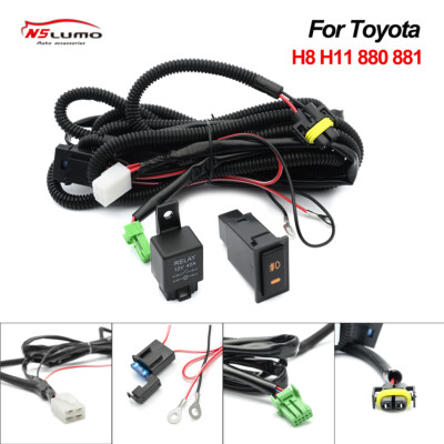 H11 H8 H9 40A Fog Light Harness Sockets Relay Kit ON/OFF LED Switch For Toyota - Foto 4