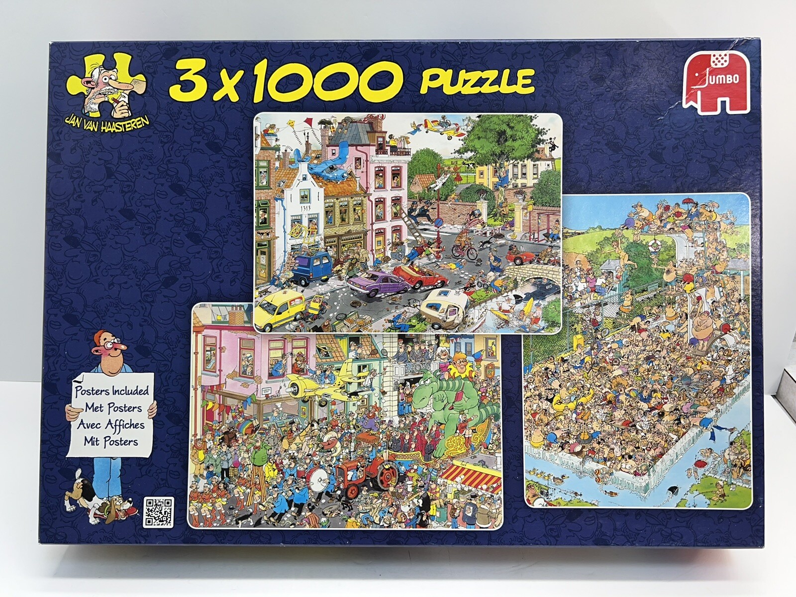 Jan Van Haasteren 3x1000 Jumbo Comic Jigsaw Puzzles Complete W/ Posters