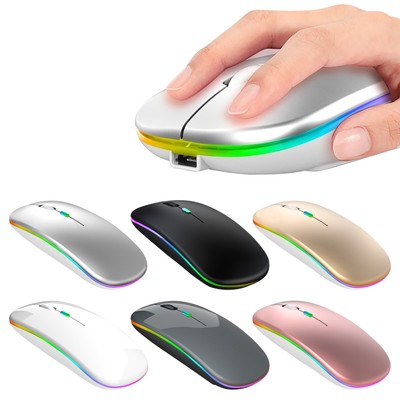 Wireless Mouse Rechargeable LED Lighted Silent 2.4GHz Wireless Mouse For Laptop