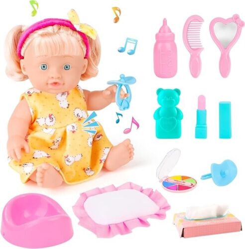 deAO 25cm Baby Puppen mit Puppenkleidung Spielzeug-Schminkset Geschenkset B-WARE - Bild 1 von 1