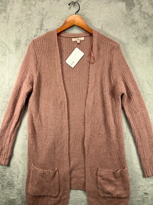 NWT Love Tree Cardigan Womens Medium Mauve Pink Long Sleeve Cardicoat Duster