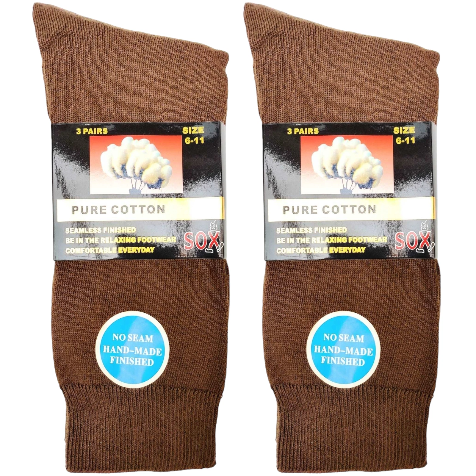 6 Pairs Brown Seamless Pure Cotton Mid Calf Crew Socks Office Work Dress Casual
Opens in a new windo