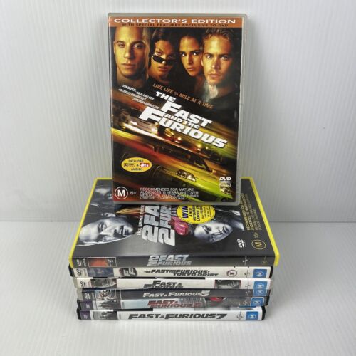 The Fast & The Furious 1-7 Movie Bundle (DVD, 2001) - Region 4 - Picture 1 of 15