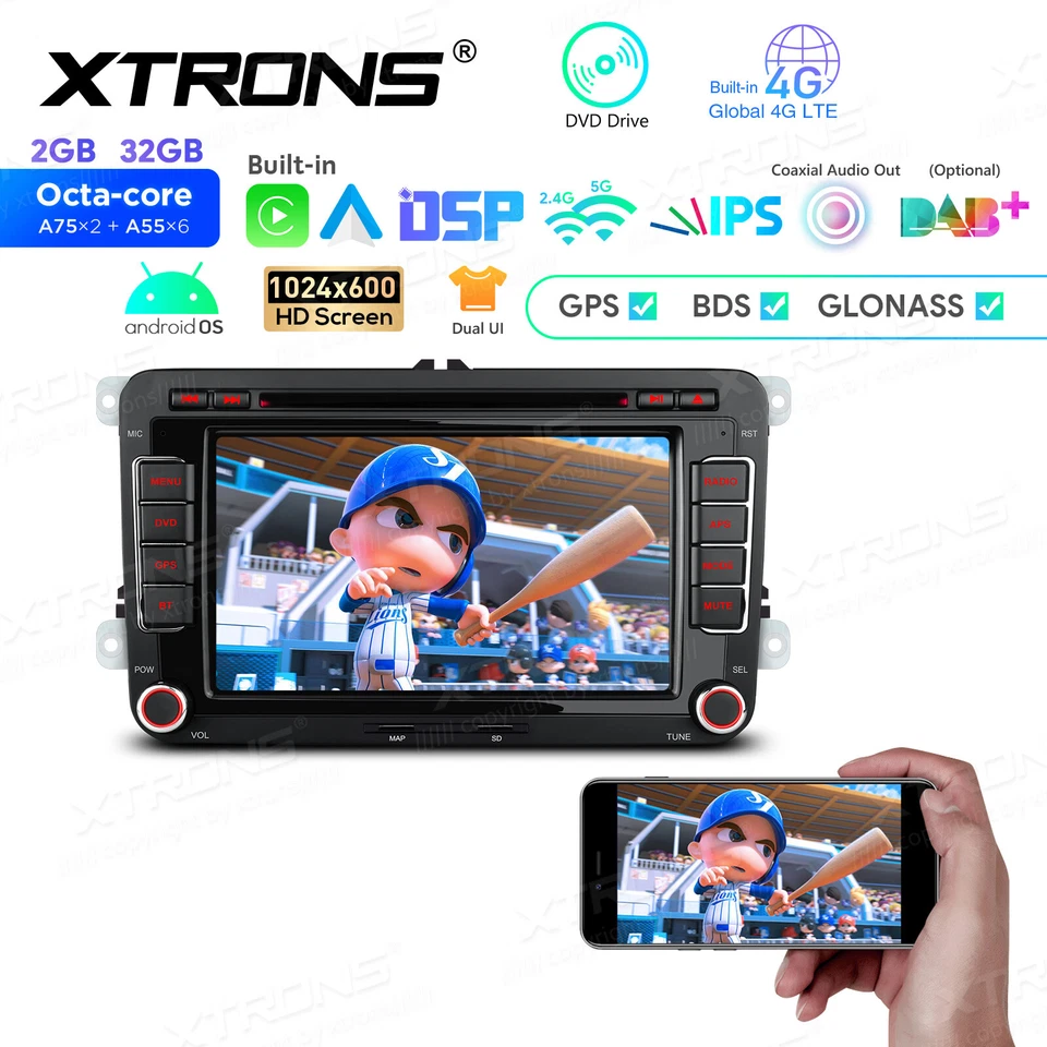 For VW Jetta Golf Android 14 8-Core Car GPS Stereo DVD Radio 4G WiFi Navi 2+32GB - Image 2 of 4