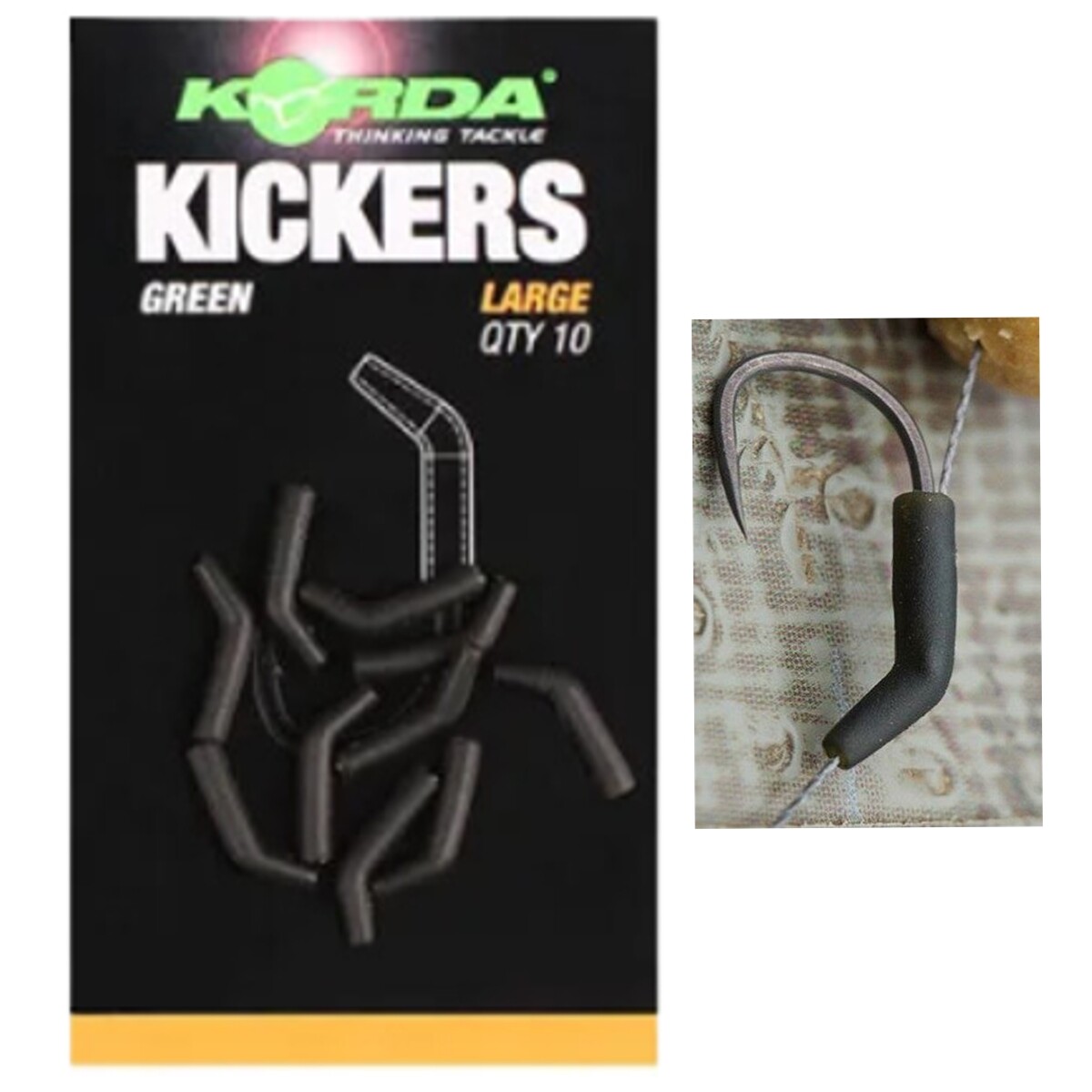 Korda Kickers Green Large Fishing Help Improve the Hooking Potential 10 Pack