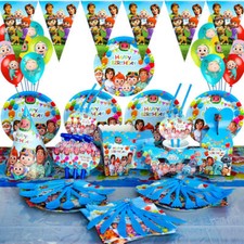 CoComelon Tableware Birthday Party Decoration Balloons Banner Kids Plates Cups