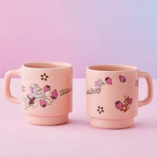 TULLY'S COFFEE Tom & Jerry Stacking Mug Pink/Off-white Set of 2 250ml JAPAN NEW