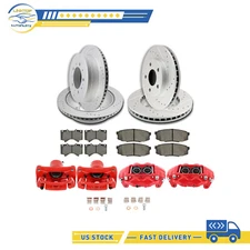 Brake Caliper Front Rear Rotors And Ceramic Pads For Toyota Sequoia Tundra 07-17