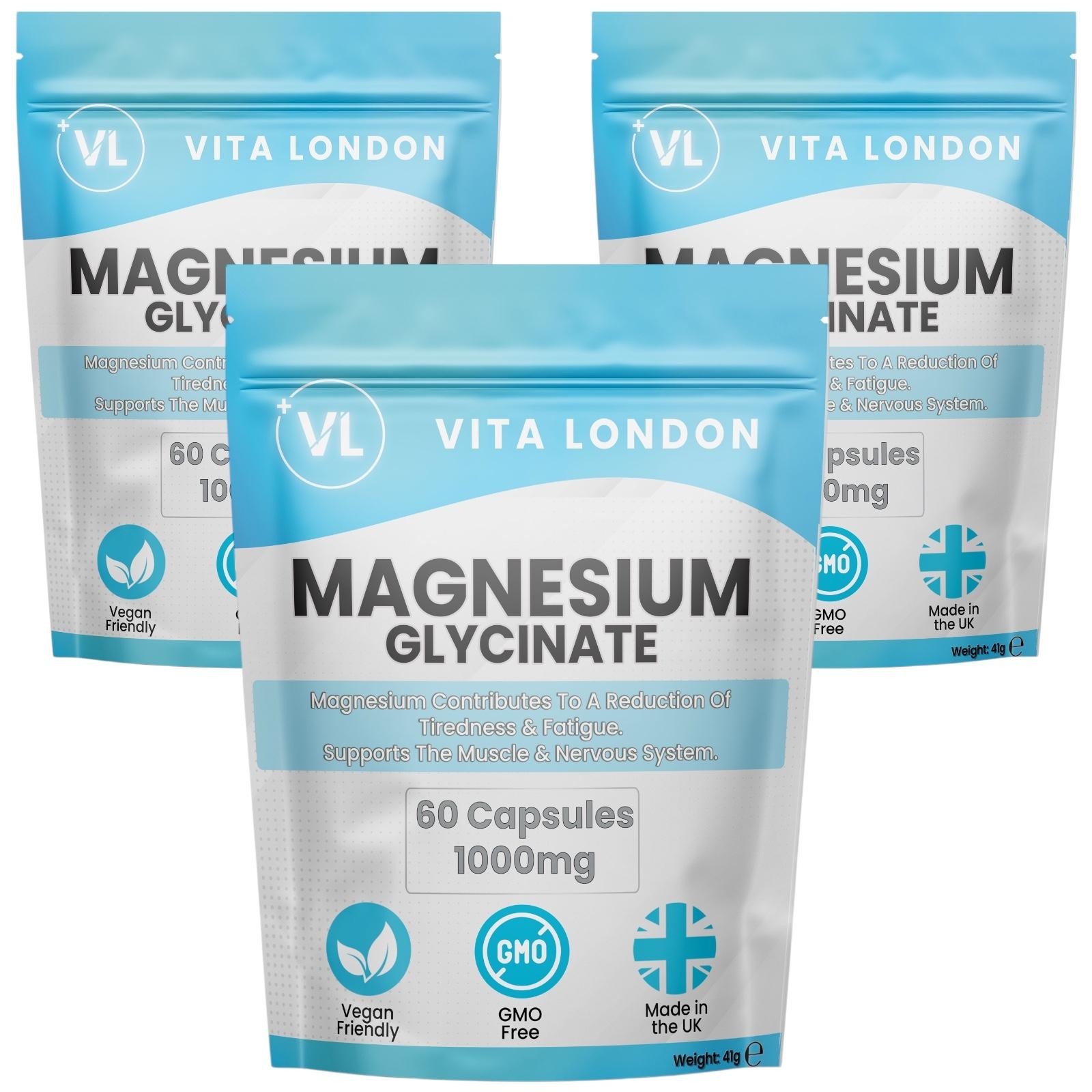 Magnesium Glycinate 1000mg 180 Capsules (Not Tablets Gummies) Fatigue Bone Sleep