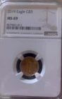 2019 GOLD EAGLE 1/10th o z $ 5 Graded MS69 NGC