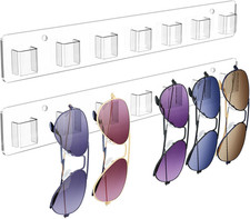 2 Pack Clear Acrylic Wall Sunglasses Holder Organizer Rack for 14 Glasses