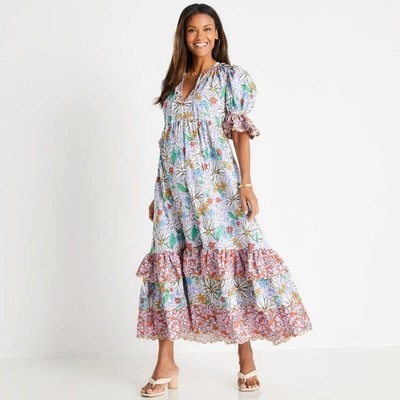 Celia B NWOT Brenda Floral Cotton Cottagecore Scalloped Hem Dress XS