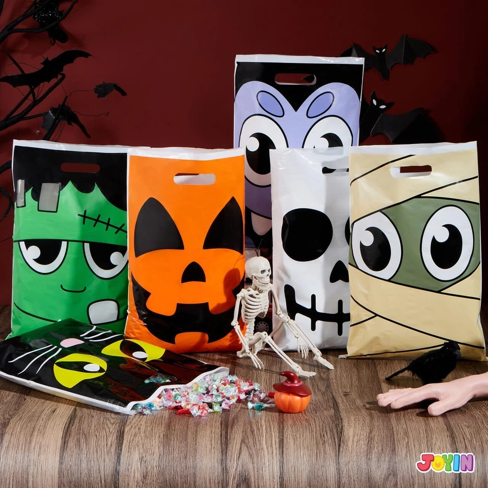 Bolsa de artículos de Halloween de 72 piezas para truco o trato, bolsas de plástico para bocadillos para niños  Foto 4 de 4