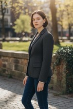 Women's Lauren by Ralph Lauren Gray Wool Blend Blazer Size 8