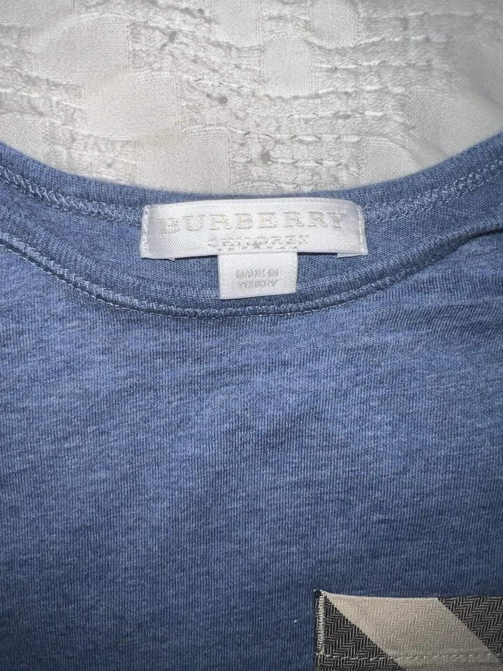 Camisa Burberry azul manga corta a cuadros Nova para niños talla 4Y Foto 3 de 4