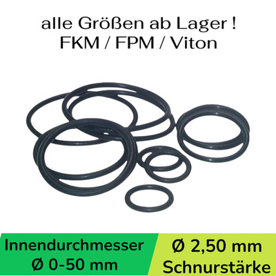 O-Ring Viton VI FKM FPM ID Ø 0-50 x Schnurstärke 2,5 mm Rundring 0 O Ring OR  