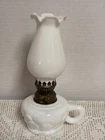Vtg Dainty 7.5” Milk Glass Gone w/the Wind Oil Lamp Hurricane Lantern Complete