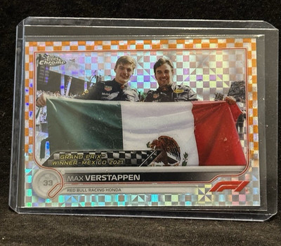 2022 Topps Chrome F1 Max Verstappen #168 Orange Checkered Flag /25 Sergio Perez