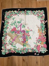 Christian Dior Large Silk Scarf Flower Basket Openwork Pattern 85cm x 84cm