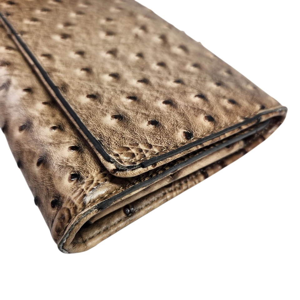 Bolso de Mano Republic Avestruz Cocodrilo Repujado Cuero Vegano Largo Bolso sin asas Cartera Tri Foto 3 de 4