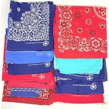 Vintage Fast Color Bandanas 12Pc 100 Cotton Scarves Blue Turquoise Red