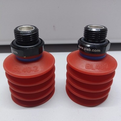 LOT of 2 Piab BL40-2.20-04AD / BL40-2 Silicone Filter Suction Cup 4 Bellows -NEW