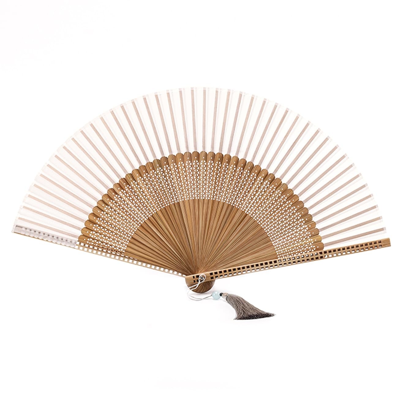 Folding Hand 8.66 Inch Fan Fabric Bamboo Ribs Chinese Style Handheld Fan Wedd...