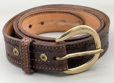 Vintage. Embossed Western Brown Leather Belt Square Dancing Size 38 With Buckle
