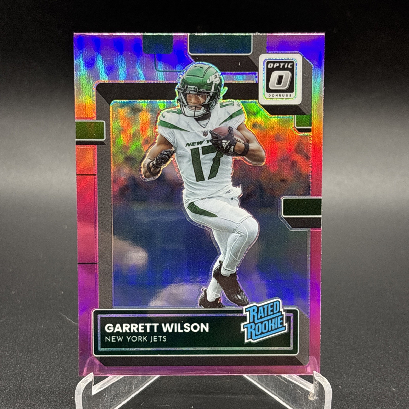 2022 Donruss Optic Garrett Wilson Prizm Pink Rated Rookie #206 Jets