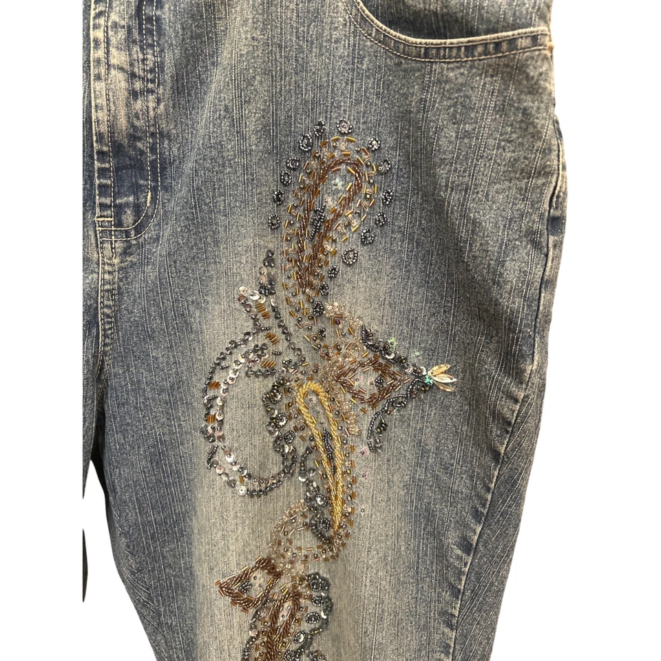 Jeans jeans bordado paisley strass 24/7 Plus 20WP Western Boho Bling - Imagem 2 de 4