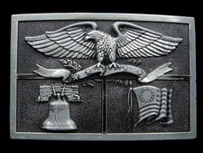 SA03113 NOS VINTAGE 1970s AMERICAN HERITAGE BICENTENNIAL BELT BUCKLE